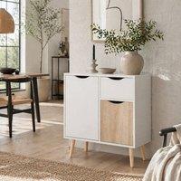 Wyld Haus Roke Levi Brown Sideboard 1 Drawer 2 Doors MDF with Wooden Legs in White