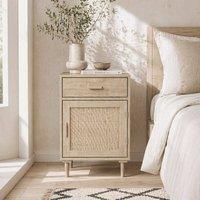 Wyld Haus Basose Natural Wood Effect Rattan Bedside Table Drawer & Door