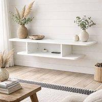 Wyld Haus Kere White Floating TV Unit 2 Tier Wall Mounted Shelf TVs Up to 40inch