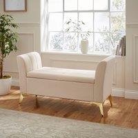 GFW Pettine Velvet Storage Ottoman Bench in Natural