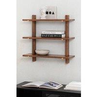 MH London Wall Mounted Shelf, 3-Tier Floating Shelves, Display Shelf in Solid Wood - Oliver in Walnut
