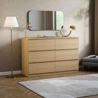 HD Designs Modern 6 Drawer Chest of Drawers Bedroom Storage Unit in Light Brown