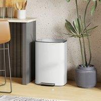 HOMCOM Pedal Bin with Soft-Close Lid, 50L Kitchen Bin with Carry Handle in Cream | Size: Large