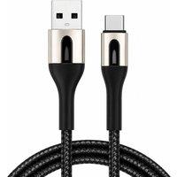 BluCore Braided USB-A to USB-C Cable - 1M Charging & Data Sync Cable in Black