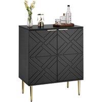 ERGOVEXA Black Sideboard Storage Cabinet with 3 Doors & 4 Legs