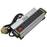 Stanley Electrical 4-Gang Powerboard with Clamp in Silver