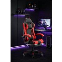 Living and Home High Back Gaming Office Chair with Footrest in Red