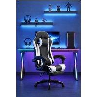 Living and Home High Back Gaming Office Chair with Footrest in Jet Black