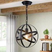 NIVOR Pendant Light Industrial Globe Chandelier Hanging E27 Black 1 Light