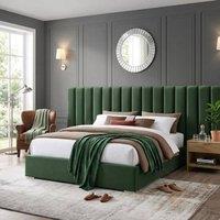 Stratus Interiors Raphael Extra Wide Headboard Bed - Gas lift Ottoman Storage in Green | Size: Double