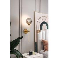 Living and Home Modern Smoke Glass Globe Wall Sconce in Metallic Gold