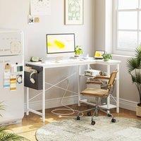 BEXEVUE White 120*70cm L-Shaped Gaming Desk Power Outlets & Reversible Shelves | Size: 120 cm x 70 cm