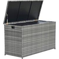 Teamson Home Outdoor Garden X-Large Storage Box Unit, 700L Storage Capacity, Rattan, Weather-Resistant, Water Resistant Lining, Grey