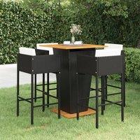 Berkfield Home 5 Piece Garden Bar Set with Cushions Poly Rattan Black