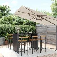 Berkfield Home 7 Piece Garden Bar Set Black Poly Rattan& Solid Wood Acacia