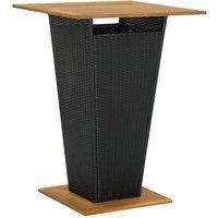 Berkfield Home Bar Table Black 80x80x110 cm Poly Rattan & Solid Acacia Wood | Size: 80 x 80 x 110 cm