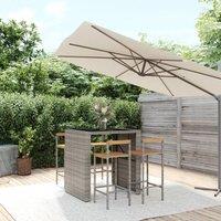 Berkfield Home 5 Piece Garden Bar Set Grey Poly Rattan& Solid Wood Acacia