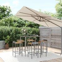 Berkfield Home 7 Piece Garden Bar Set Grey Poly Rattan& Solid Wood Acacia