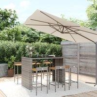 Berkfield Home 7 Piece Garden Bar Set Grey Poly Rattan& Solid Wood Acacia