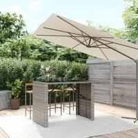 Berkfield Home Bar Table with Glass Top Grey 145x80x110 cm Poly Rattan | Size: 145 x 80 x 110 cm