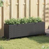 Berkfield Home Garden Planters with Wheels 2 pcs Black 107x32x38 cm Poly Rattan | Size: 107 x 32 x 38 cm