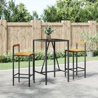 Berkfield Home 3 Piece Garden Bar Set Black Poly Rattan& Solid Wood Acacia