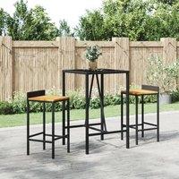 Berkfield Home 3 Piece Garden Bar Set Black Poly Rattan& Solid Wood Acacia