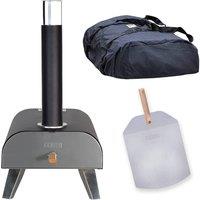 Zanussi Pizza Oven Wood Pellet with Paddle & Cover, Foldable Legs ZPO1BPC in Grey