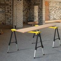 DURHAND Foldable Saw Horse Steel Frame with Anti Slip Platform Handle Home DIY in Yellow