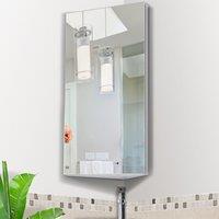 HOMCOM Wall Mounted Bathroom Mirror Glass Storage Stainless Steel Cupboard in Silver