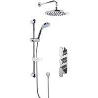 Balterley Concealed Triple Valve with Multi Function Slide Rail Kit Arm Head in Silver