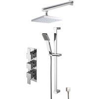 Balterley Concealed Square Triple Valve Shower Set Chrome in Silver