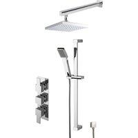 Balterley Ripple Concealed Square Triple Valve Shower Set Chrome in Silver