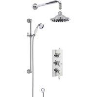 Balterley Traditional Concealed Triple Valve with Slide Rail Kit Arm Head in Silver