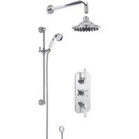 Balterley Concealed Triple Valve Shower Set with Slide Rail Kit Arm Head in Silver