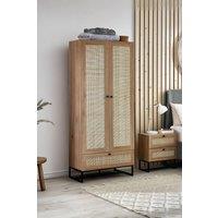 Julian Bowen Padstow Rattan 2 Door 1 Drawer Wardrobe in Light Oak