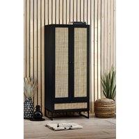 Julian Bowen Padstow Rattan 2 Door 1 Drawer Wardrobe in Black