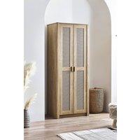 Julian Bowen Sydney Rattan Print 2 Door Wardrobe with Shelf in Light Oak