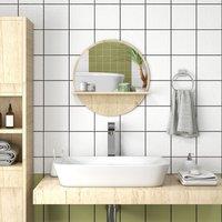 Kleankin 45cm Round Mirror for Wall Framed Vanity Mirror with Shelf in Light Brown