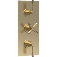 Balterley Triple Concealed Thermostatic Shower Valve 2 Outlets Brushed Brass in Metallics