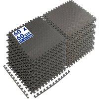 Harbour Housewares Interlocking Gym Flooring Mats - 60 x 60cm - Pack of 24 in Grey | Size: 60 x 60 cm