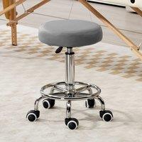 VINSETTO Round PU leather Salon Beautician Stool Adjustable Height in Grey