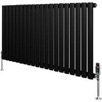 Monstershop Oval Single Column Radiator & Valves - 600mm x 1200mm - Black
