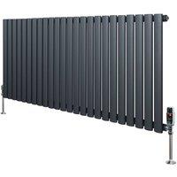 Monstershop Oval Single Column Radiator & Valves - 600mm x 1440mm - Anthracite in Grey