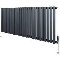 Monstershop Oval Single Column Radiator & Valves - 600mm x 1620mm - Anthracite in Grey