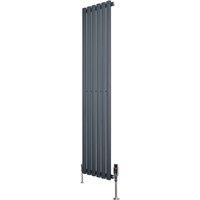 Monstershop Oval Single Column Radiator & Valves - 1600mm x 360mm - Anthracite in Grey