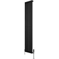 Monstershop Oval Single Column Radiator & Valves - 1800mm x 360mm - Black