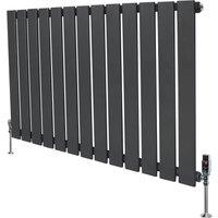 Monstershop Flat Single Column Radiator & Valves - 600mm x 910mm - Anthracite Grey