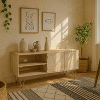 Wyld Haus Bali Light Natural Mango Wood TV Media Unit with Gold Inlays