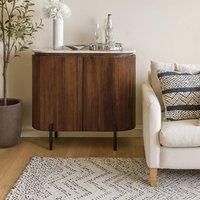 Wyld Haus Alabama Ribbed Mango Wood Sideboard Drinks Cabinet Marble Top in Brown